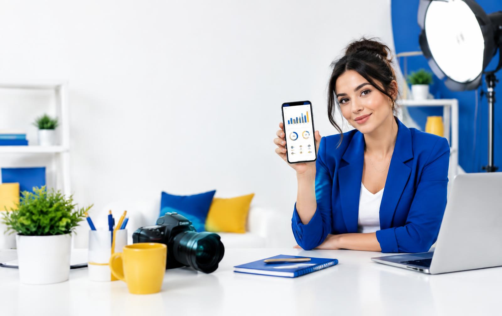 Content creator reviewing social media performance